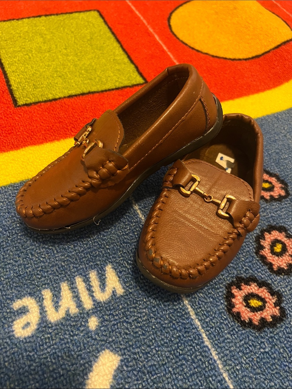 Kids Brown Moccasin Loafers with Decorative Bit